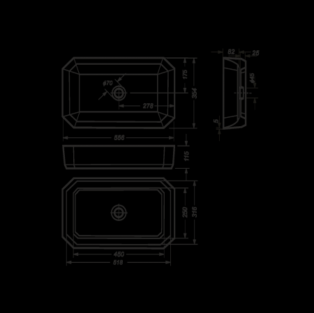 Раковина накладная 55см Sanita Luxe Line LINSLWB01 белый